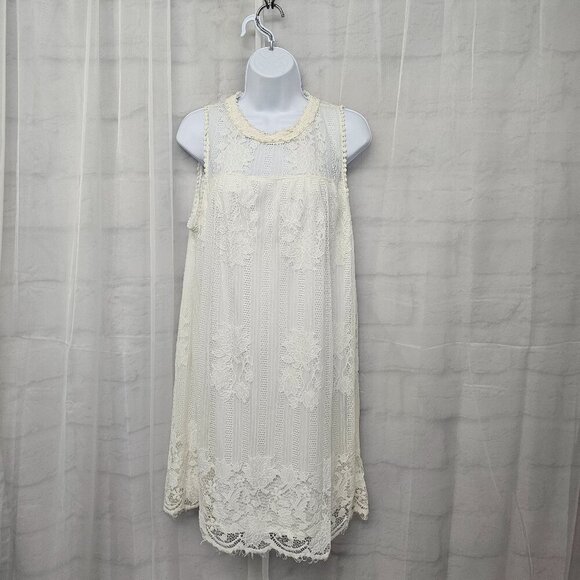 Xhiliration White Lace Mini Dress Sleeveless Boho Floral Coquette XL - Picture 1 of 13